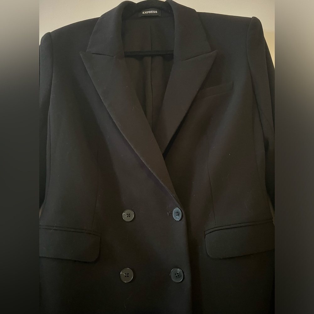 Black Express Double Breasted Blazer - image 3